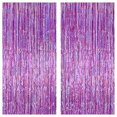 KatchOn, Iridescent Purple Fringe Curtain – 8×3.25 Feet, Pack of 2 | Purple