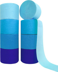 8 Rolls in 4 Colors Gradient Blue Party Crepe Paper Streamer, 8 Pieces 82 Feet S