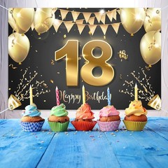 Elegant 6x4ft Black Gold 18th Birthday Banner – Perfect for Indoor & Outdoor