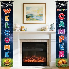 Camping Door Banner Decorations for Kids Adult Happy Camper Porch Sign Welcom…
