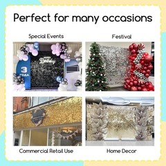 Kelfara Silver Shimmer Wall Backdrop, 24 Pcs Square Sequin Wall Backdrop Panels,