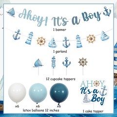 Ahoy Its A Boy Baby Shower Decorations Ahoy Its A Boy Banner Boat Anchor Garl…