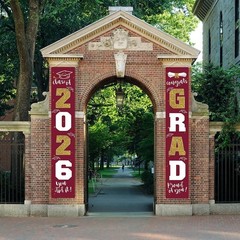 Charming 2026 Graduation Decorations: Maroon Gold Banners for Indoor/Outdoor Use