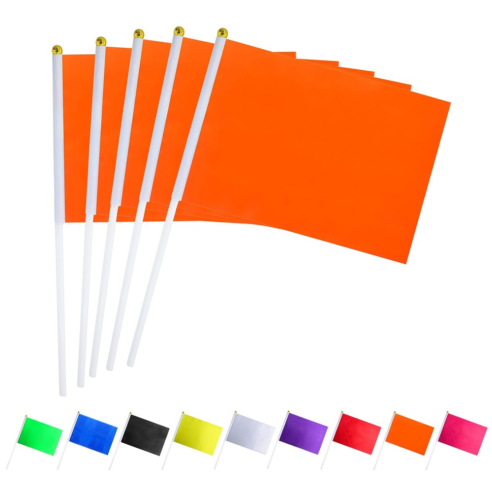 Consummate 25 Pack Solid Orange Flag Small Mini Plain Orange DIY Flags On Sti…
