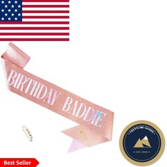 High-Quality Birthday Sash – Rose Gold Baddie Sash with Safety Pin for All Ages