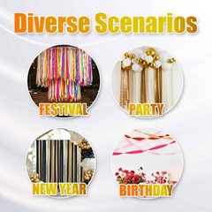 6 Rolls Black Red Yellow Crepe Paper Streamers 492FT Birthday Decor