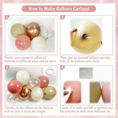 Dusty Pink Balloon Arch Kit, 143Pcs Boho Blush Pink Sand White Nude Rose Gold…