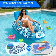 Best Inflatable Swimming Pool raft Lounge Chair, Floating Water Chair with Cup