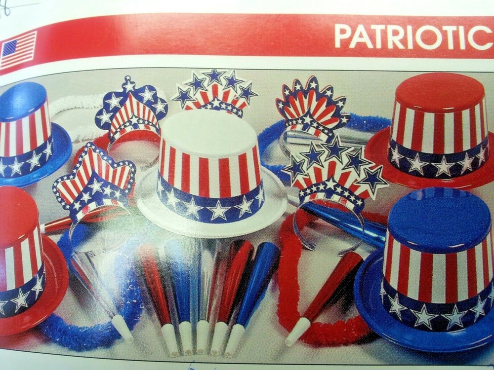 PATRIOTIC/EVENT PARTY ( KIT FOR 25 PEOPLE ) HATS/RED,WHITE, BLUE/ NEW YEAR’S EVE