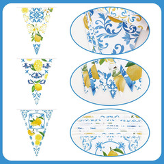 6PCS Lemon Garlands Lemon Party Decorations Lemons Bandana Pennant Banner Summer