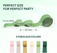 Elegant 6-Pack Sage Green Streamers – 492 FT Party Decorations for All Occasions