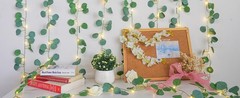 Vines with Lights Battery Operated, 33ft 100 LED Eucalyptus Garland String