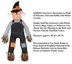 Large Stuffable Scarecrow in Witch Hat Fall / Halloween Porch Sitter 40″H #147