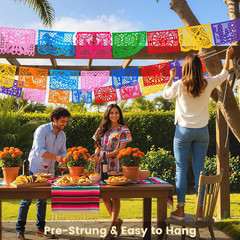 1 Pack 18 Ft Papel Picado Banner Cinco De Mayo Decoration, Fiesta Party Decorati