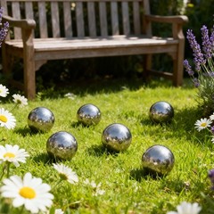 Reflective Stainless Steel Spheres for Enhancing Garden and Water Features