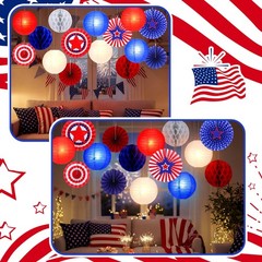 18 Pcs Patriotic Party Decorations 250th Anniversary Decorations 4th of July Han