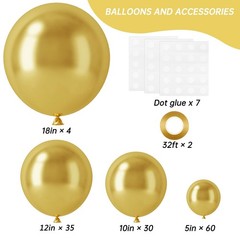 Premium Metallic Gold Balloon Garland Arch Kit Assorted Sizes for Events