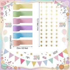 Frienda 14 Pcs Pastel Party Decorations Set 492 ft Colorful Crepe Paper Streamer