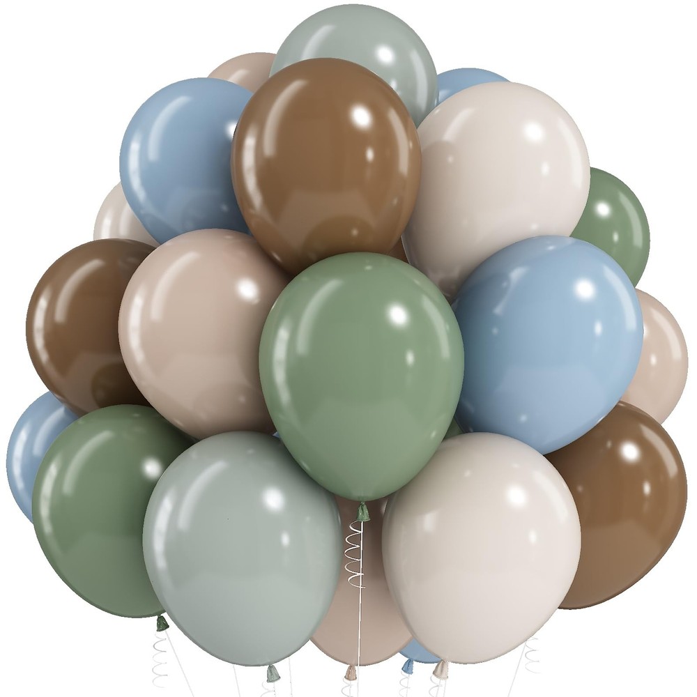 Sage Green Blue Brown Balloons, 60PCS Dinosaur Safari Dusty Blue Olive Green …