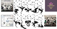 Lightweight Black Dragon Hanging Decorations – Ideal for Medieval Themed Parties