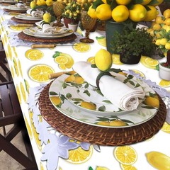 4Pcs Lemon Party Tablecloths, Yellow Tablecloth Plastic, Rectangular Lemonade