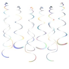 Iridescent Foil Hanging Swirl Decorations 30-Pack Plastic Streamer for Ceiling