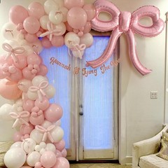 2 Pcs Pink Bow Balloons Bow Party Decorations for Girl Women Pink Bow Birthda…