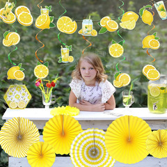 Lemonade Decorations Lemonade Party Banner Lemon Hanging Swirls Yellow Hanging P