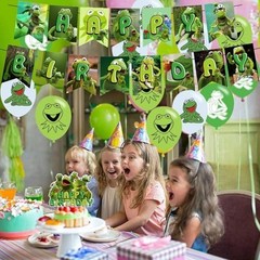 Frog Party Decorations – Kermit Birthday Supplies, Banner, Cake Topper, 24 Cupca