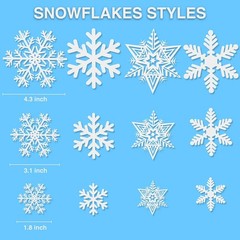 Garma 428pcs White Snowflakes Window Decorations Clings Decal 428pcs,