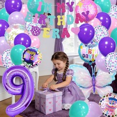 9th Pink and Purple Decorations,In My Era Banner Number 9 Balloon Purple Part…