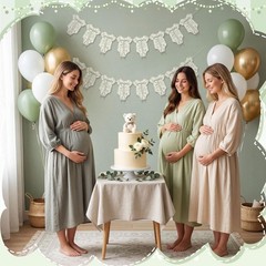 2 Pcs Sage Green Baby Clothes Banner Baby Shower Decorations Sage Green Flora…