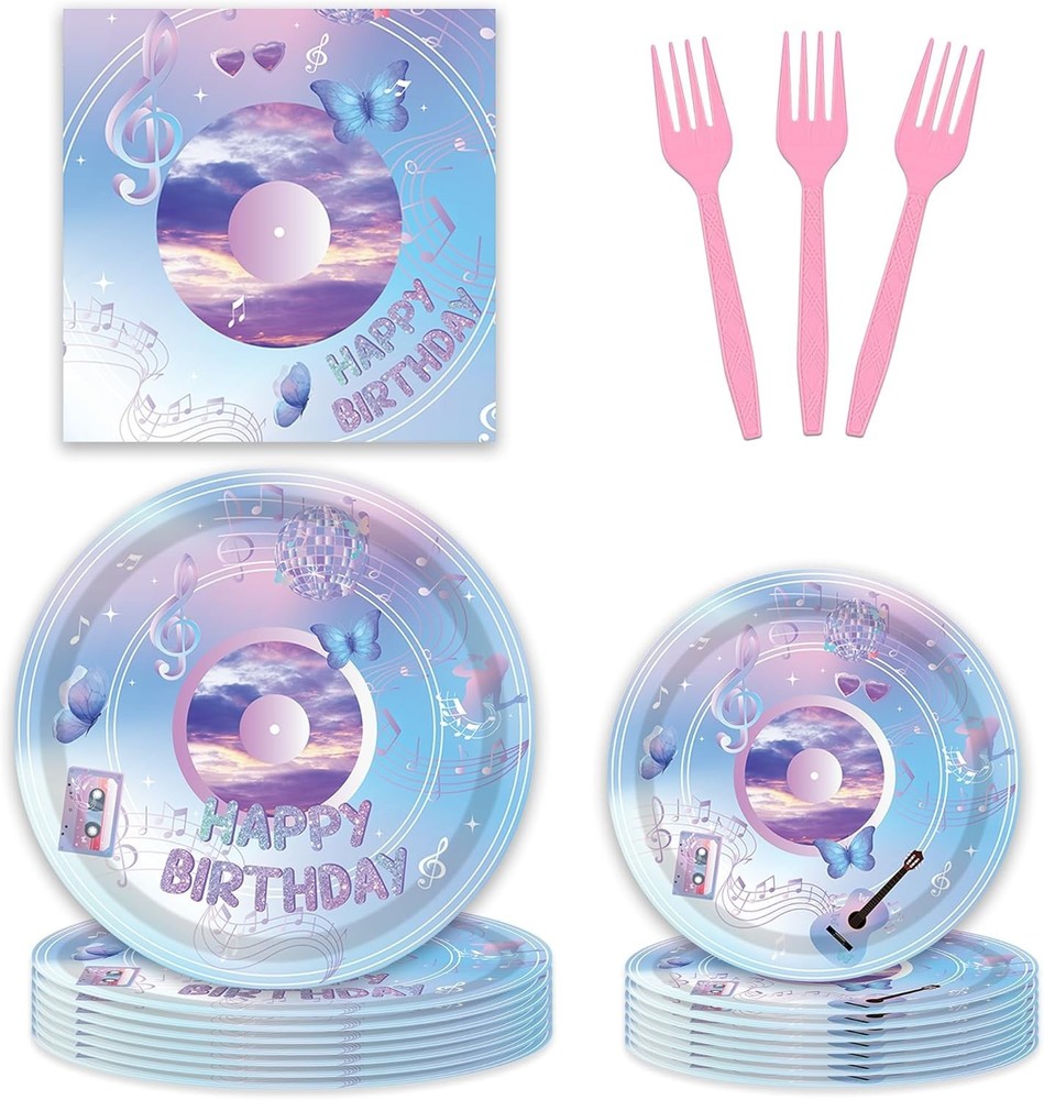 Music 2 Themed Disposable Birthday Tableware (Plates, Napkins, Forks)