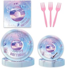 Music 2 Themed Disposable Birthday Tableware (Plates, Napkins, Forks)