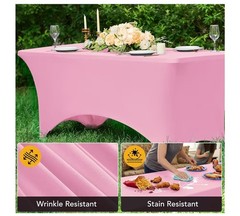 Dailyset 8-Pack Premium Pink Spandex Tablecloths for 6ft Rectangle Tables