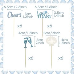 24Pcs Coastal Beach Cupcake Toppers Last Toast on the Coast Bachelorette Deco…