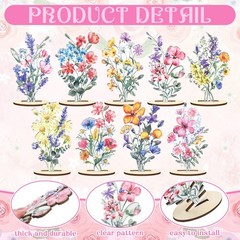 9 PCS Wildflower Party Decorations Set Birthday Baby Shower Floral Sign Stand