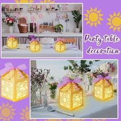 Gold Sun Lanterns Centerpieces Birthday Paper Boxes Ribbon Cutout Decor 15 PCS