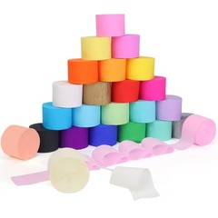 24 Rolls Crepe Paper Streamers 24 Colors Rainbow Pastel Party Supplies DIY