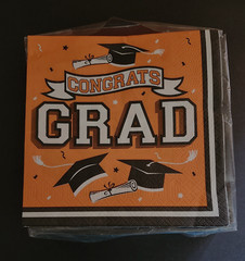 FREE 50 Congrats GRAD Orange Graduation 2026 any year Luncheon Dinner Napkins