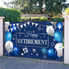 Retirement Party Decorations, Extra Large Fabric Retire Sign Banner Photo Boo…