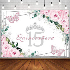 7X5Ft Quinceañera Backdrop Mis Quince 15 Anos Birthday Party Decoration Supplies