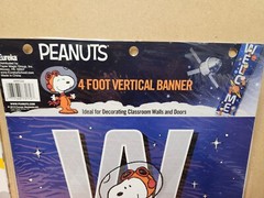 Eureka Peanuts 4 Foot Vertical Banner Lot Of 2 Peanuts Snoopy Classroom & Doors