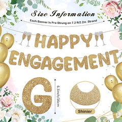 Pre Strung Happy Engagement Banner Glitter Engagement Party Decorations for Cong