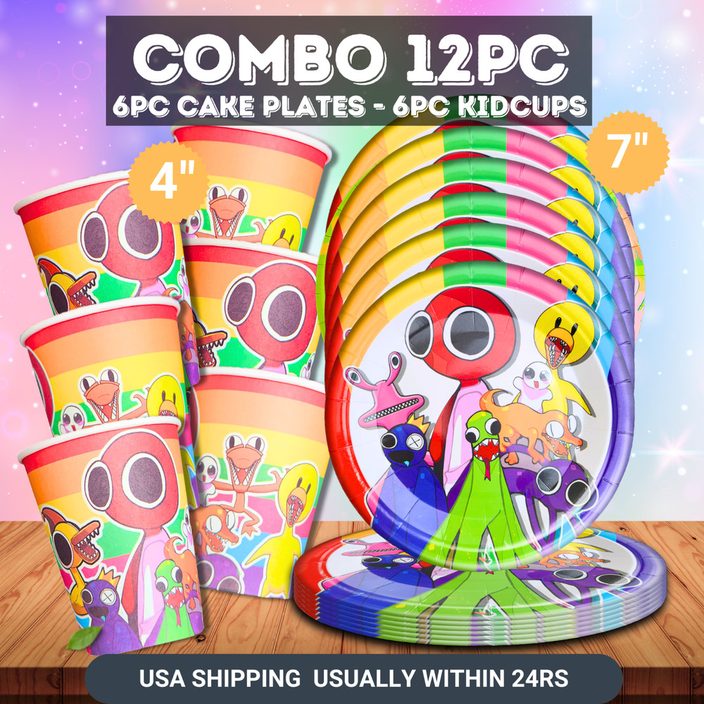 Rainbow Friends Party Supplies happy birthday centerpiece decoration cup plate