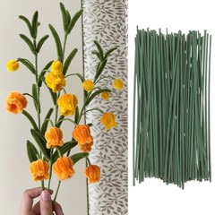 100Pcs Reusable Floral Wire Stems Metal Flower Rod DIY Flower Stem Support Green
