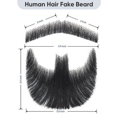 Fake Mustache, mustach, Goatee, Human Hair Fake Beard, Full Handmade