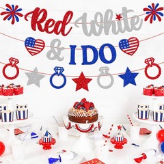 Red White and I Do Banner Independence Day 4 inches by 40 inches, Multi Color