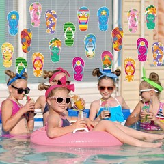48Pcs Summer Flip-Flop Paper Cutouts, Cute Flip-Flop Shape Cutouts Tropical Hawa