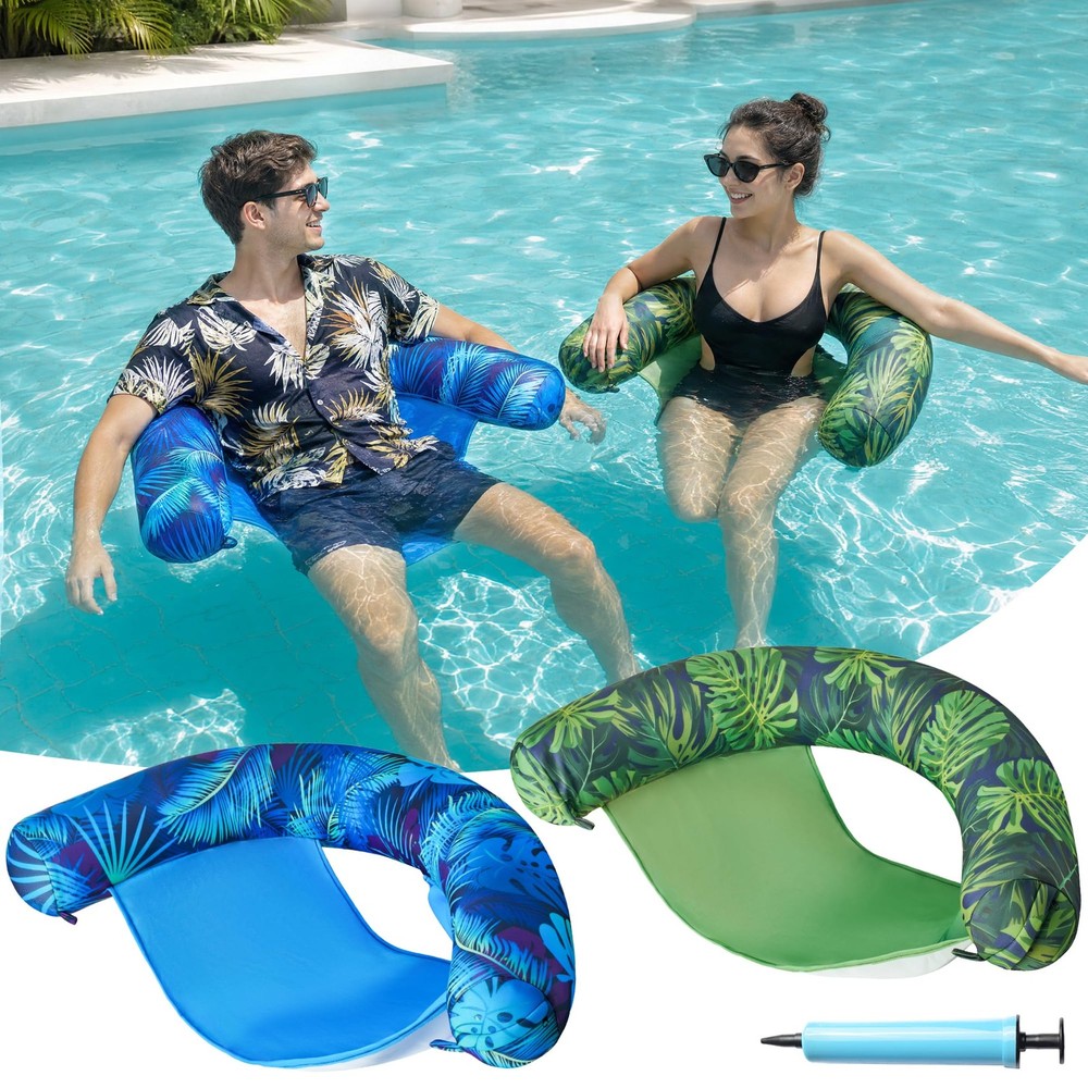 Best FindUWill Inflatable Pool Float Chairs for Adults 2 Pack Soft Fabric Cover